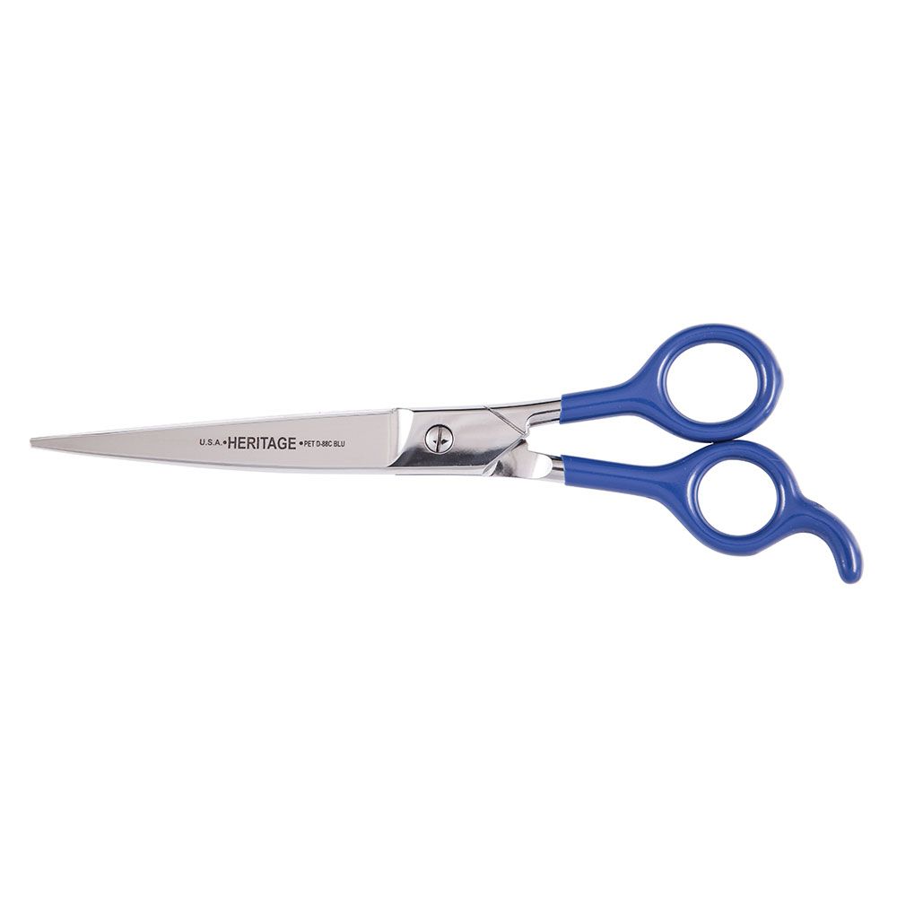 8'' Pet Grooming Scissor/Curved Blade/Blue Coated Handles